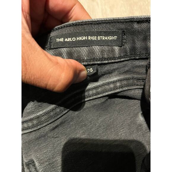 Denim Forum - Arlo High Rise Straight Cropped Raw Hem /Black / 25 - Picture 6 of 8